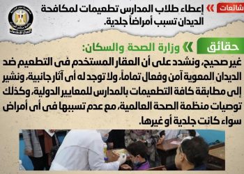 مجلس الوزراء يوضح حقيقة إصابة طلاب بأمراض جلدية عقب تطعيمات مكافحة الديدان بالمدارس