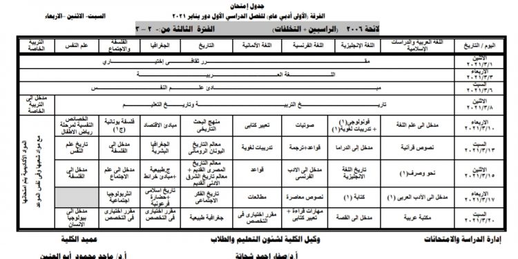 1 مارس بدء امتحانات التخلفات في تربية عين شمس