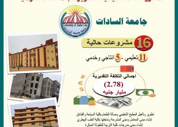 التعليم العالي: مشروعات  تنفيذية في جامعة السادات بتكلفة 2.78 مليار جنيه