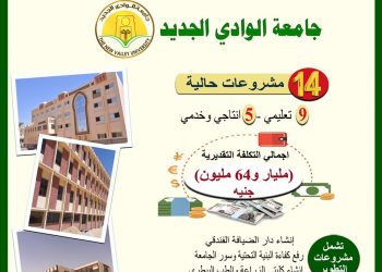 مشروعات في جامعة الوادي الجديد بتكلفة مليار و64 مليون جنيه