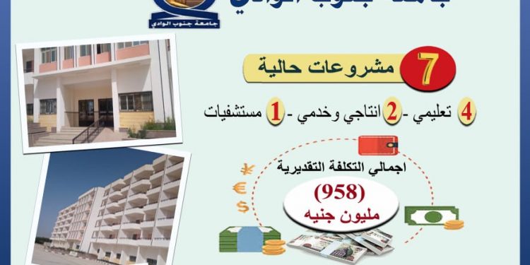 التعليم العالي: مشروعات تنفيذية في جامعة جنوب الوادي بتكلفة 958 مليون جنيه