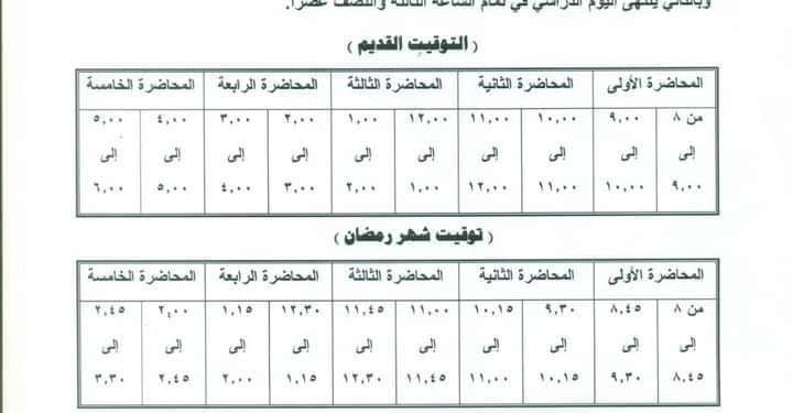 تربية حلوان تعلن عن جداول المحاضرات خلال رمضان