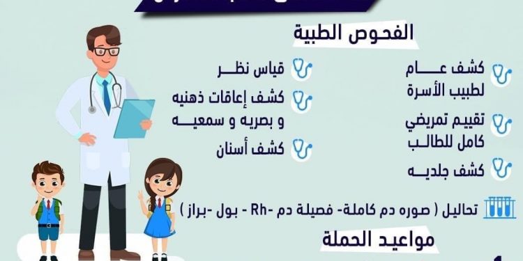 بشعار "اطمن على ابنك".. بدء الحملة المجانية للكشف على طلاب المدارس ببورسعيد