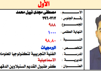 الأول بالدبلوم صناعي:" تفاجأت بمكالمة الوزير وأنا في المصيف"