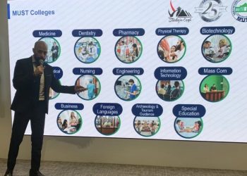 خالد الطوخى يستعرض تجربته فى التعليم بمناسبة مرور 25 عاما على إنشاء جامعة مصر للعلوم والتكنولوجيا بمعرض إكسبو دبى