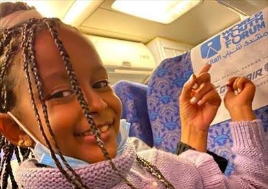 الطفلة "جنى" تشارك فى منتدى شباب العالم تلبية لدعوة الرئيس السيسى