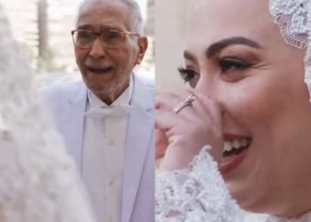بعيون مليئة بدموع الفرحة.. لحظات مؤثرة من زفاف حفيدة عبد الرحمن أبو زهرة