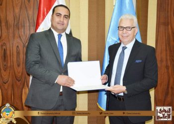 جامعة طنطا تكرم محمد العيسوي لفوزه بجائزة أفضل باحث شاب لعام 2021