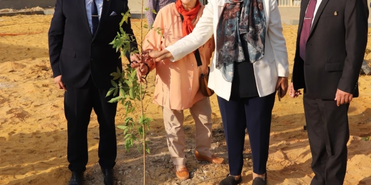 زراعة 50 شجرة وتركيب موفرات للمياه بجامعة عين شمس بالتعاون مع روتاري مصر الجديدة