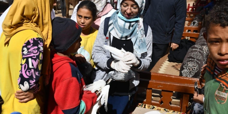 جامعة سوهاج تعالج ٣٦٥ حالة بقافلتها البيطرية لقرية الحواويش بالمجان