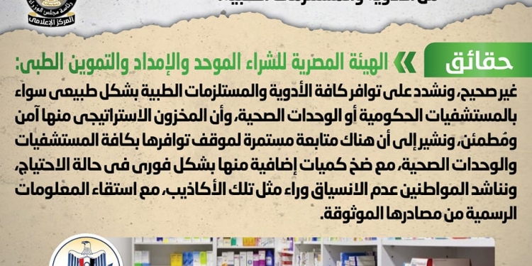 حقيقة وجود عجز في احتياجات المستشفيات الحكومية من الأدوية