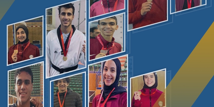 رئيس جامعة حلوان يهنئ الطلاب الفائزين بميداليات في بطولة الجامعات المصرية للتايكندو