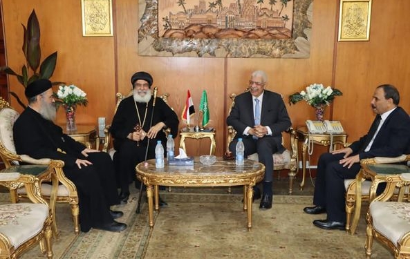 «القاصد» يستقبل الأنبا بنيامين مطران المنوفية للتهنئة بعيد الأضحي