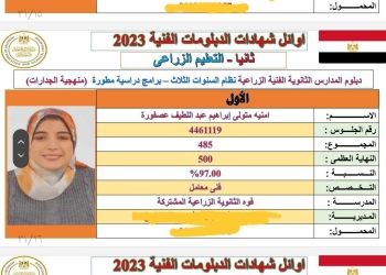 «حجازي»: 29 طالب بقائمة الأوائل بنتيجة الدبلومات الفنية 2023