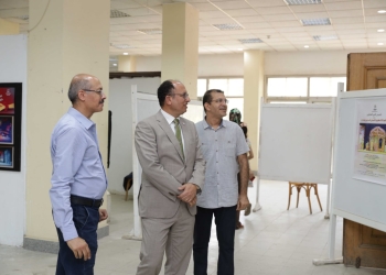 افتتاح المعرض الفني التشكيلي للاعمال المسرحية لاعضاء هيئة التدريس بقسم المسرح بجامعة حلوان