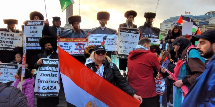 الاتحاد العام للمصريين في الخارج يشارك في مسيرة ضد احداث غزة في لندن