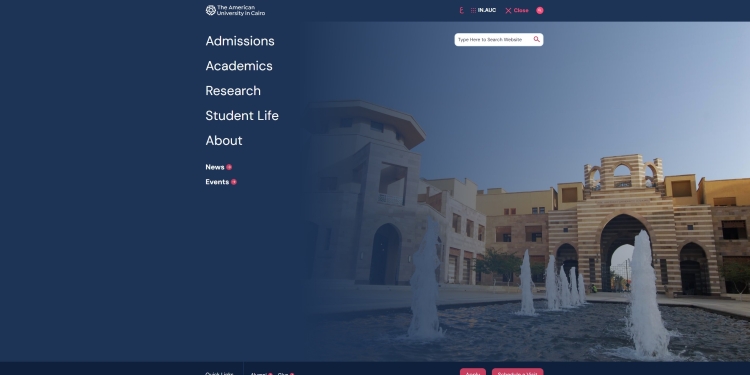 فوز الموقع الإلكتروني للجامعة الأمريكية بالقاهرةبجائزة الاستحقاق للتميز في التسويق