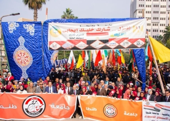 رئيس جامعة طنطا يتقدم مسيرة حاشدة للمشاركة في الانتخابات الرئاسية