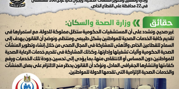 هل تعتزم الحكومة بيع المستشفيات الحكومية؟؟ الوزراء يجيب