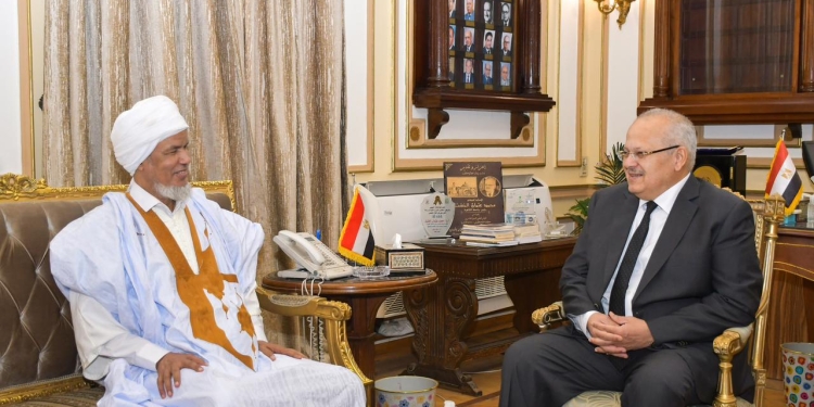  الخشت يستقبل رئيس منتدى علماء أفريقيا ورئيس التجمع الثقافى الإسلامى بموريتانيا