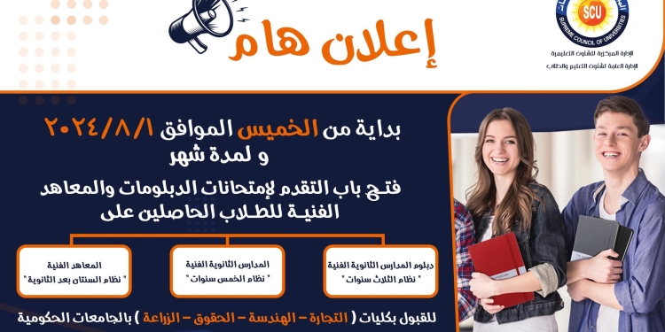 تنسيق الجامعات 2024..الأعلى للجامعات يعلن عن فتح باب التقدم لاختبارات الدبلومات والمعاهد