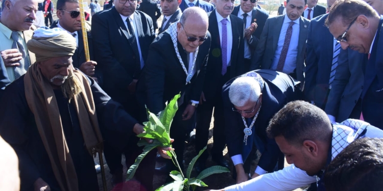 وزير التعليم العالي ورئيس جامعة سوهاج يشاركان بزراعة ٦٠ شجرة مثمرة باسم الجامعات والقوات المسلحة