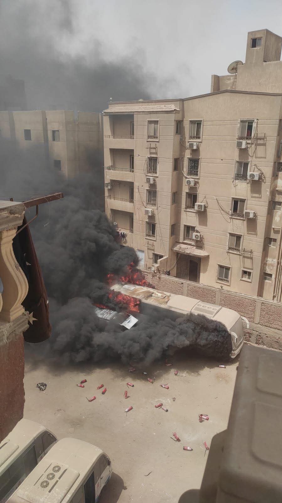 حريق أتوبيس مدرسة الحسام الدولية.. الحماية المدنية تسيطر وبيان يوضح الملابسات