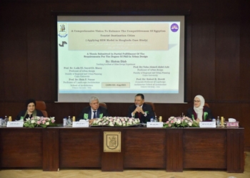 وزير التعليم العالي يترأس لجنة مناقشة رسالة دكتوراه بكلية التخطيط الإقليمي والعمرانى