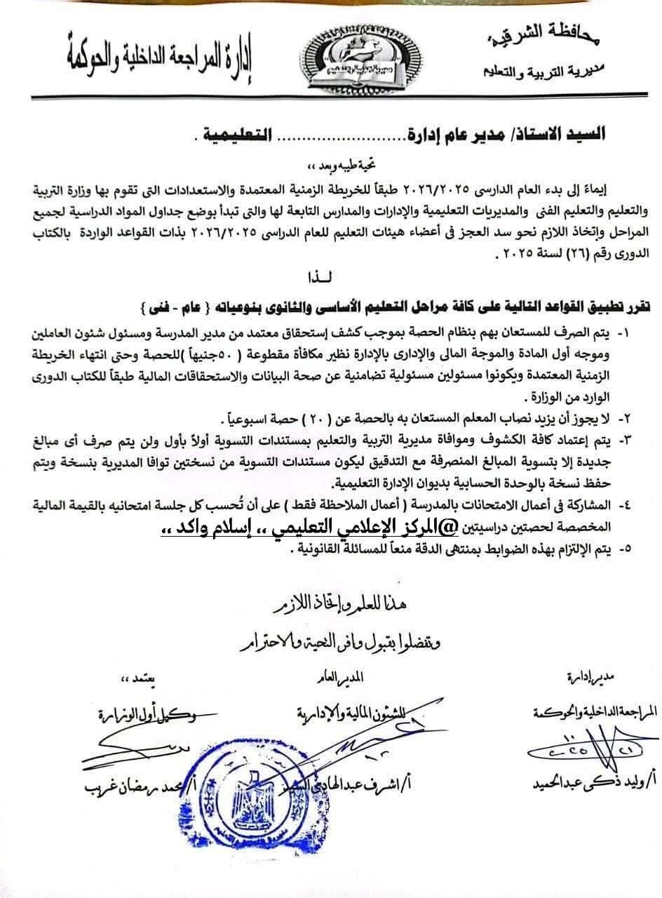 طريقة حساب المستحقات المالية لـ معلمي الحصة 2026