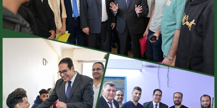 عبدالصادق يتفقد إجراءات الكشف الطبي على طلاب جامعة القاهرة الأهلية بمستشفى الفرنساوى