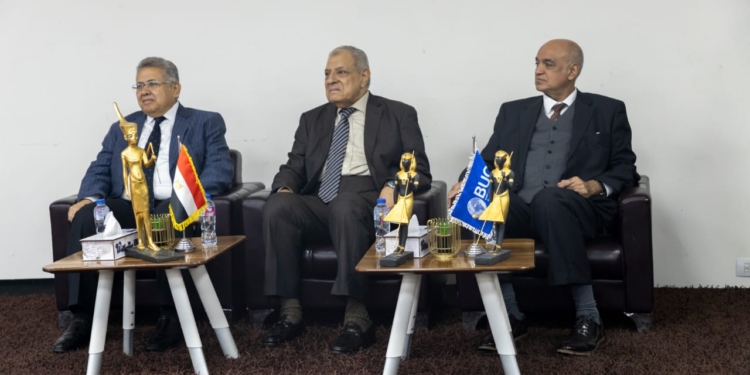 المهندس إبراهيم محلب يكشف من جامعة بدر كواليس نقل تمثال رمسيس من محطة مصر إلى المتحف الكبير