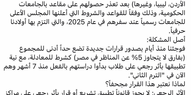 قلق بين الطلاب المصريين بالخارج بعد قرارات معادلة الشهادات.. واستغاثة للرئيس